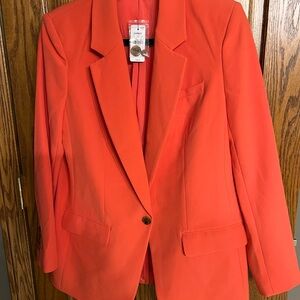 Express Hot Coral Studio Stretch Twill Boyfriend Blazer